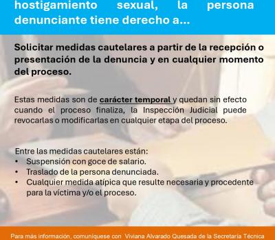 Medidas cautelares y fuero de protección para denunciantes de hostigamiento sexual